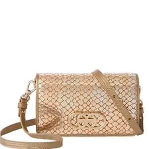 NWT Brahmin Minuette Gold Donegal Leather Crossbody Bag and Dustbag